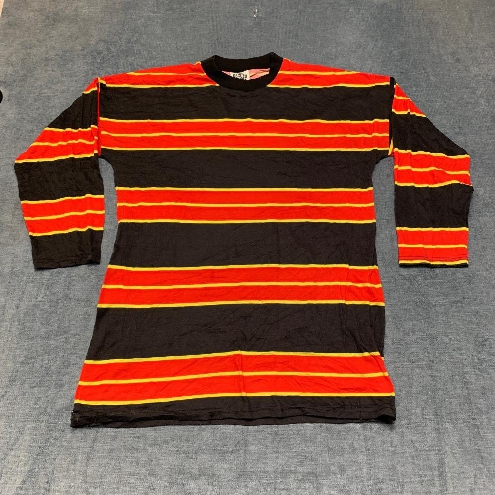 The Ragged Priest Shirt Mens Black Red Striped Stretch Casual Streetwear Travel